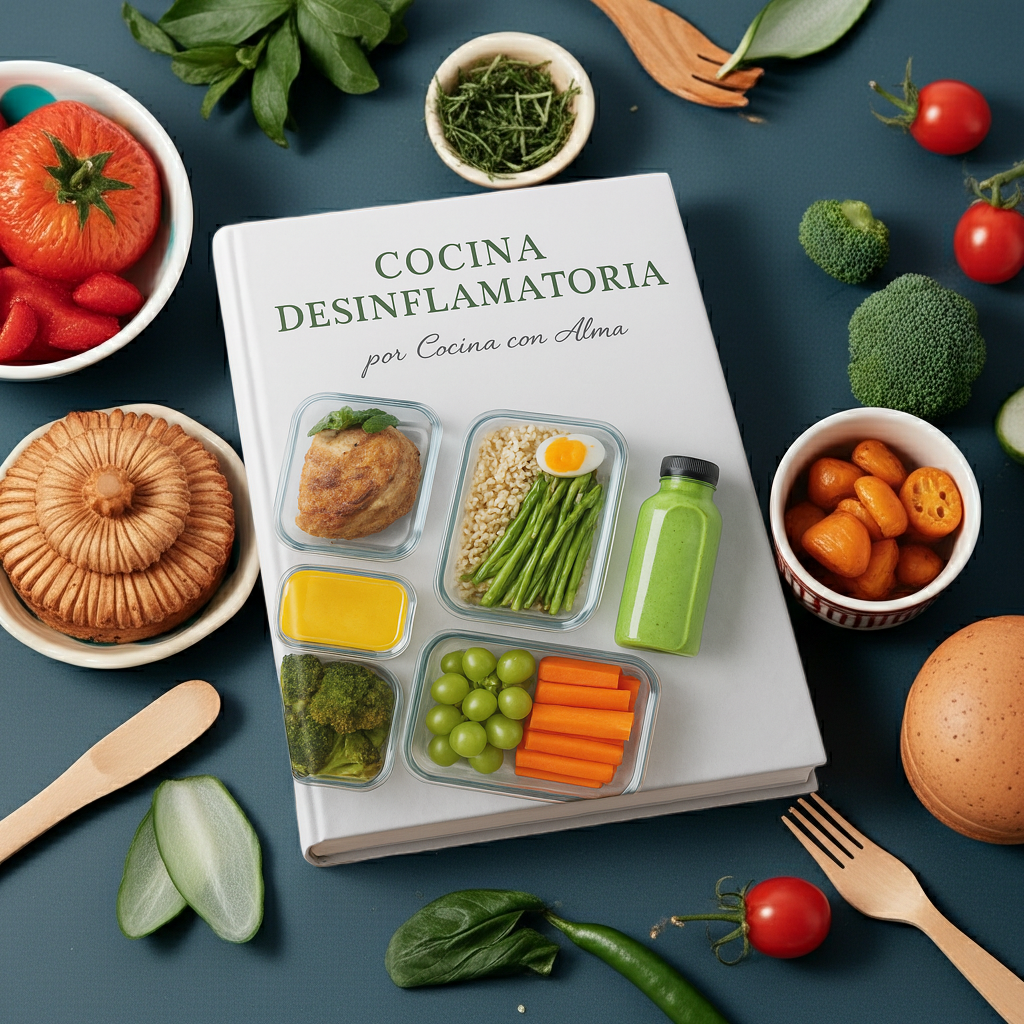 Cocina con Alma - recetas saludables desinflamatorias que sanan en un libro de cocina desinflamatoria con ingredientes frescos.